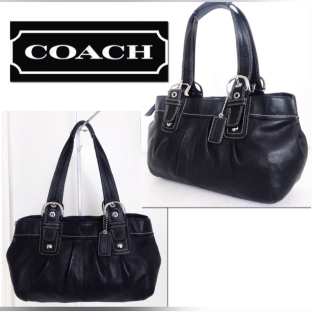 Coach • Soho Leather Pleated Business Tote Carryall , Black